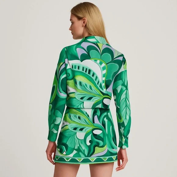 Pucci-Style Vibrant Print Blouse & Skirt Set – Luxurious Designer Look - Picture 2 of 14